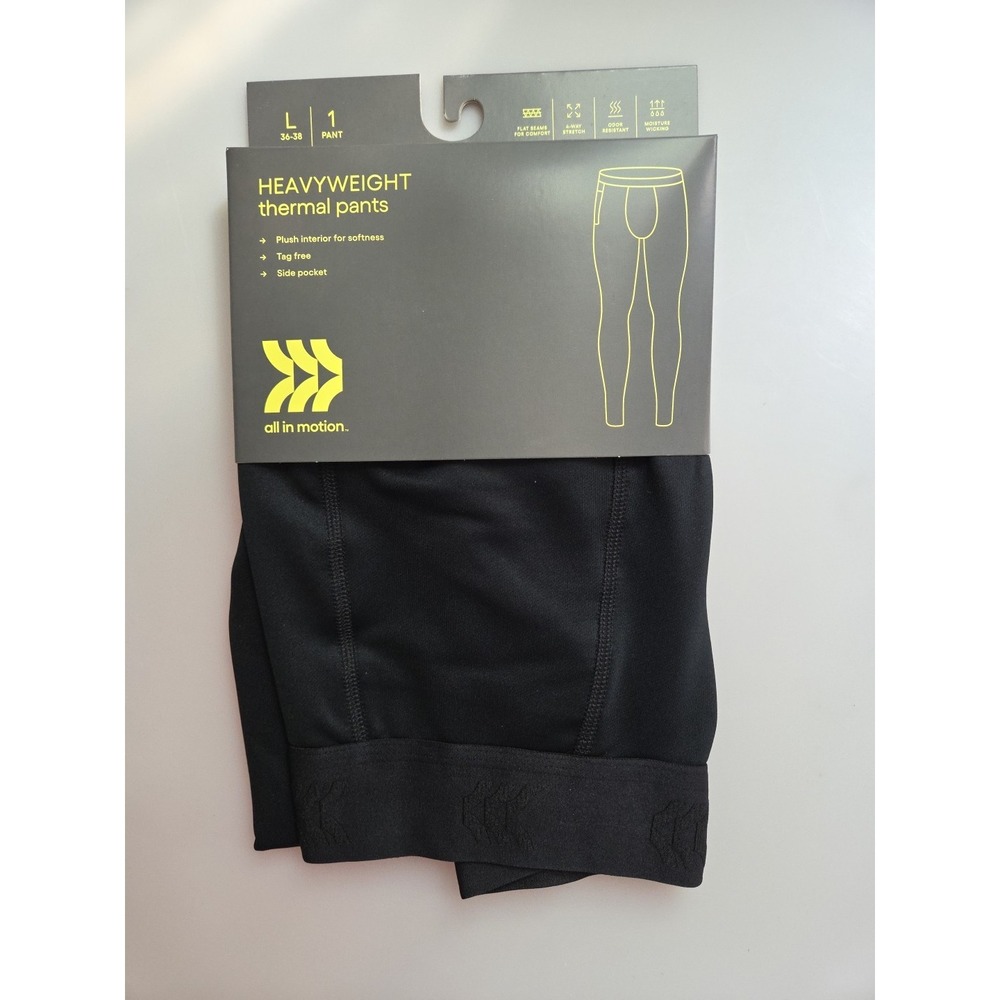 Men's Heavyweight Thermal Pants - All in Motion Black - Large 36-38 Stretchy